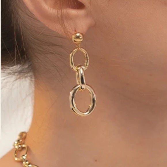 💛Gold plated round dangle earrings - Picture 4 of 6